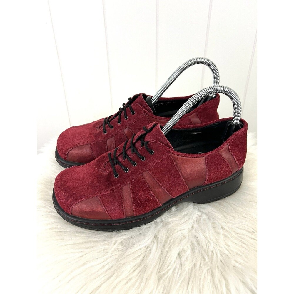 Dansko Folly Red Suede Leather Oxford Shoes Comfort Made In Portugal EU38 US7